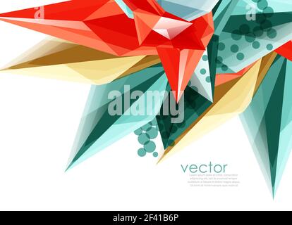 Color glass crystals on white background, geometric abstract composition with glass gemstones and copyspace, background template. Vector color glass crystals on white background, geometric abstract composition with glass gemstones and copyspace, background template Stock Vector