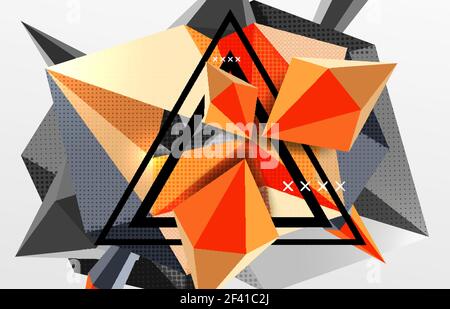 3d polygonal elements abstract background. 3d polygonal elements abstract background, textured vector modern template Stock Vector