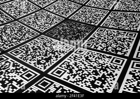 Abstract QR code background (abbreviated from Quick Response code) Stock Photo