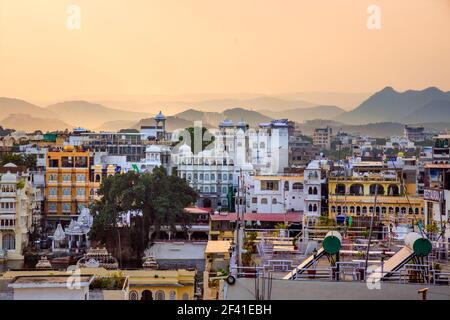 Udaipur , also known as the City of Lakes, is a city in the state of Rajasthan in India. It is the historic capital of the kingdom of Mewar in the former Rajputana Agency. Stock Photo