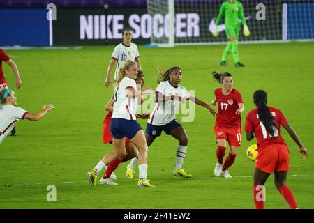 Orlando, Florida, USA, February 18, 2021, USA face Canada during the SheBelieves Cup at Exploria Stadium  (Photo Credit:  Marty Jean-Louis) Stock Photo