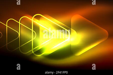 Glowing vector triangle geometric shapes in dark space. Glowing vector triangle geometric shape in dark spaces. Vector abstract background Stock Vector