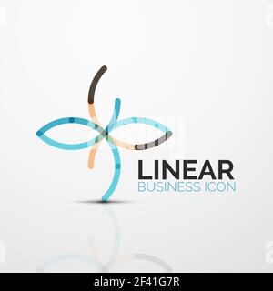 Outline minimal abstract geometric linear business icon made of line segments, elements. Outline minimal abstract geometric linear business icon made of round color line segments, elements. Vector illustration Stock Vector