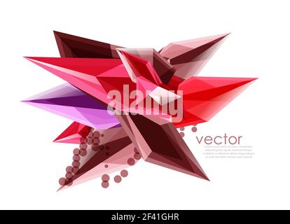 Color glass crystals on white background, geometric abstract composition with glass gemstones and copyspace, background template. Vector color glass crystals on white background, geometric abstract composition with glass gemstones and copyspace, background template Stock Vector