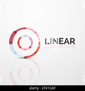 Outline minimal abstract geometric linear business icon made of line segments, elements. Outline minimal abstract geometric linear business icon made of round color line segments, elements. Vector illustration Stock Vector
