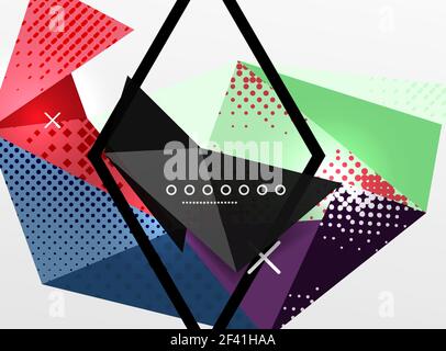 Vector color geometric abstract composition, triangular and polygonal design elements, digital background. Vector color geometric abstract composition, triangular and polygonal design elements, digital techno background Stock Vector