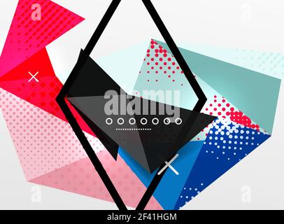 Vector color geometric abstract composition, triangular and polygonal design elements, digital background. Vector color geometric abstract composition, triangular and polygonal design elements, digital techno background Stock Vector