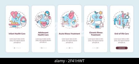 Family doctor support onboarding mobile app page screen with concepts Stock Vector