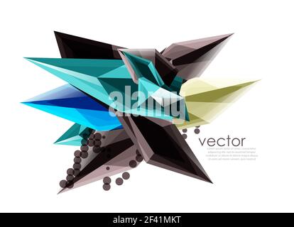 Color glass crystals on white background, geometric abstract composition with glass gemstones and copyspace, background template. Vector color glass crystals on white background, geometric abstract composition with glass gemstones and copyspace, background template Stock Vector