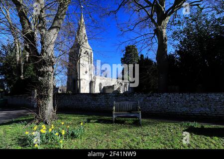 Spring view over St Marys Church, Bainton village, Cambridgeshire, England, UK Stock Photo