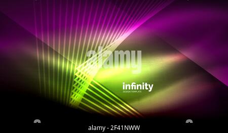 Shiny straight lines on dark background, techno digital modern template. Shiny straight lines on dark background, techno digital modern template. Vector background Stock Vector
