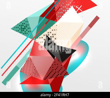 Abstract geometric background, polygonal triangle elements, lines and material textures, holographic elements. Abstract geometric background, polygonal triangle elements, lines and material textures, holographic elements. Vector modern abstract template Stock Vector