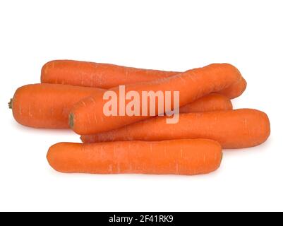Washed carrots isolated on white background, close up Stock Photo