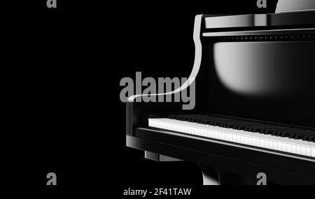 Black grand piano. High resolution image. 3d illustration Stock