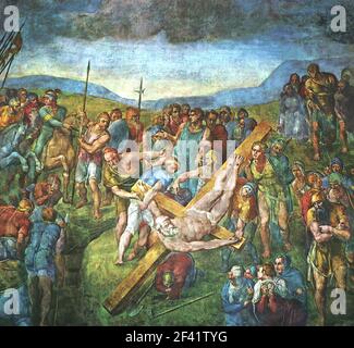 Michelangelo - Martyrdom Saint Peter 1550 Stock Photo