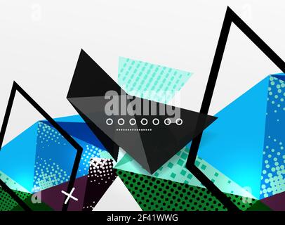 Vector color geometric abstract composition, triangular and polygonal design elements, digital background. Vector color geometric abstract composition, triangular and polygonal design elements, digital techno background Stock Vector