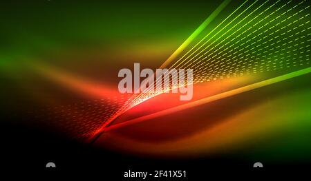 Smooth light effect, straight lines on glowing shiny neon dark background. Energy technology idea. Smooth light effect, straight lines on glowing shiny neon dark background. Energy technology idea. Vector illustration Stock Vector