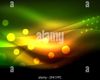 Luminous energy wavy lines, abstract light effect vector illustration ...