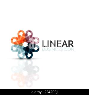 Abstract flower or star, linear thin line icon. Minimalistic business geometric shape symbol created with line segments. Abstract flower or star, linear thin line icon. Minimalistic business geometric shape symbol created with line segments. Vector illustration Stock Vector
