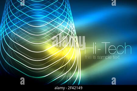 Outline hexagons, glowing geometric shapes, digital techno abstract background. Outline hexagons, glowing geometric shapes, digital techno abstract background, vector illustration Stock Vector