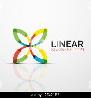 Outline minimal abstract geometric linear business icon made of line segments, elements. Outline minimal abstract geometric linear business icon made of round color line segments, elements. Vector illustration Stock Vector