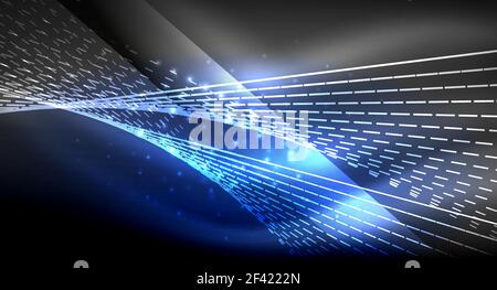 Smooth light effect, straight lines on glowing shiny neon dark background. Energy technology idea. Smooth light effect, straight lines on glowing shiny neon dark background. Energy technology idea. Vector illustration Stock Vector
