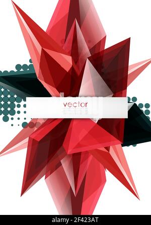 Colorful blooming crystals vector abstract background. Colorful blooming crystals vector abstract background. Glass transparent effect shiny 3d triangular forms Stock Vector