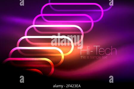 Glowing ellipses dark background, waves and swirl, neon light effect, shiny vector magic effects. Glowing ellipses dark background, waves and swirl, neon light effect, shiny magic effects. Vector illustration Stock Vector