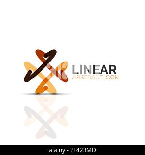 Abstract flower or star minimalistic linear icon, thin line geometric flat symbol for business icon design, abstract button or emblem. Abstract flower or star minimalistic linear icon, thin line geometric flat symbol for business icon design, abstract button or emblem. Vector illustration isolated on white created with color segments Stock Vector