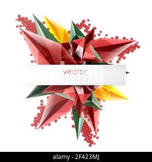 Colorful blooming crystals vector abstract background. Colorful blooming crystals vector abstract background. Glass transparent effect shiny 3d triangular forms Stock Vector