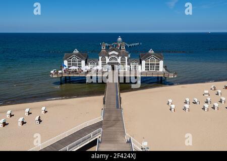 The beach and the pier in Sellin on the island of Ruegen Stock Photo