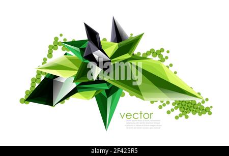 Color glass crystals on white background, geometric abstract composition with glass gemstones and copyspace, background template. Vector color glass crystals on white background, geometric abstract composition with glass gemstones and copyspace, background template Stock Vector
