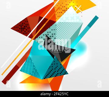 Abstract geometric background, polygonal triangle elements, lines and material textures, holographic elements. Abstract geometric background, polygonal triangle elements, lines and material textures, holographic elements. Vector modern abstract template Stock Vector