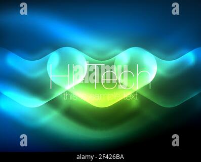 Blurred arrows in dark space. Neon pointers, glass glossy design, abstract shiny techno background, web banner. Blurred arrows in dark space. Neon pointers, glass glossy design, abstract shiny techno background, web banner, vector illustration Stock Vector