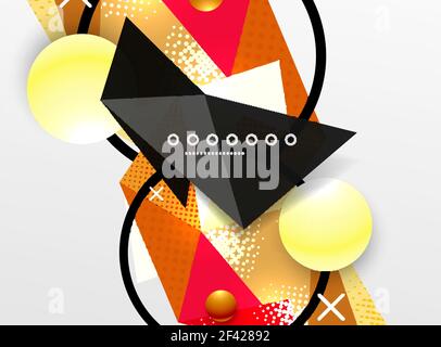 Vector color geometric abstract composition, triangular and polygonal design elements, digital background. Vector color geometric abstract composition, triangular and polygonal design elements, digital techno background Stock Vector
