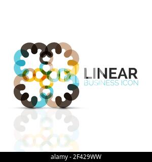 Abstract flower or star, linear thin line icon. Minimalistic business geometric shape symbol created with line segments. Abstract flower or star, linear thin line icon. Minimalistic business geometric shape symbol created with line segments. Vector illustration Stock Vector