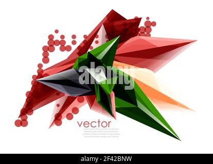 Color glass crystals on white background, geometric abstract composition with glass gemstones and copyspace, background template. Vector color glass crystals on white background, geometric abstract composition with glass gemstones and copyspace, background template Stock Vector