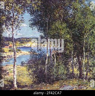 Willard Metcalf - Family Birches 1907 Stock Photo