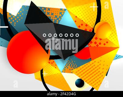 Vector color geometric abstract composition, triangular and polygonal design elements, digital background. Vector color geometric abstract composition, triangular and polygonal design elements, digital techno background Stock Vector