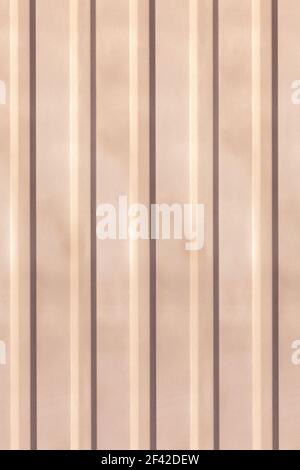 Texture of the wall with beige vertical siding panels in strips. Stock Photo