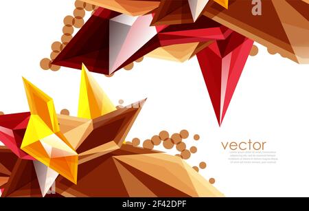 Color glass crystals on white background, geometric abstract composition with glass gemstones and copyspace, background template. Vector color glass crystals on white background, geometric abstract composition with glass gemstones and copyspace, background template Stock Vector