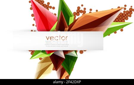 Colorful blooming crystals vector abstract background. Colorful blooming crystals vector abstract background. Glass transparent effect shiny 3d triangular forms Stock Vector