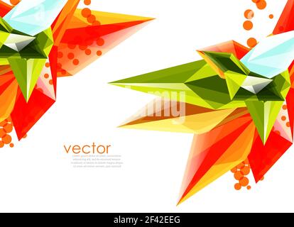 Color glass crystals on white background, geometric abstract composition with glass gemstones and copyspace, background template. Vector color glass crystals on white background, geometric abstract composition with glass gemstones and copyspace, background template Stock Vector