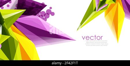 Color glass crystals on white background, geometric abstract composition with glass gemstones and copyspace, background template. Vector color glass crystals on white background, geometric abstract composition with glass gemstones and copyspace, background template Stock Vector