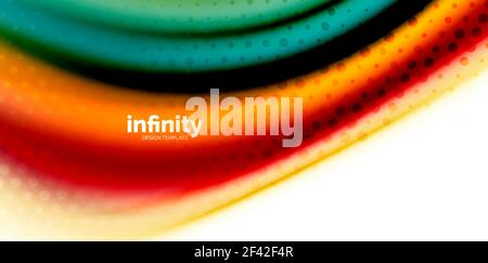 Vector 3d fluid colors wave background, flowing abstract shape with dotted texture, liquid mixed colors. Vector 3d fluid colors wave background, flowing abstract shape with dotted texture, liquid mixed rainbow colors Stock Vector