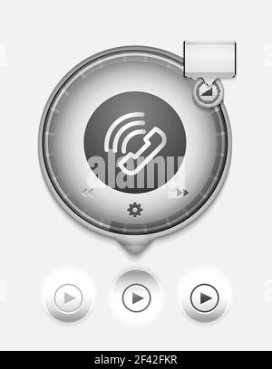 Vector phone support web button. Vector phone support web button, digital technology concept, old phone icon Stock Vector