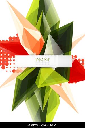 Colorful blooming crystals vector abstract background. Colorful blooming crystals vector abstract background. Glass transparent effect shiny 3d triangular forms Stock Vector