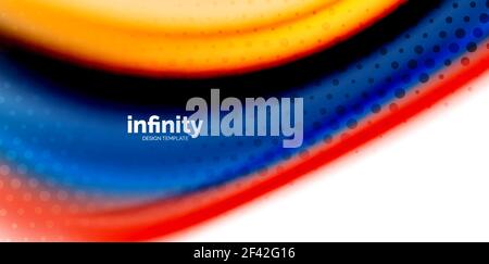 Vector 3d fluid colors wave background, flowing abstract shape with dotted texture, liquid mixed colors. Vector 3d fluid colors wave background, flowing abstract shape with dotted texture, liquid mixed rainbow colors Stock Vector