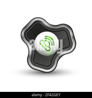 Old fashioned phone button, call center support icon. Old fashioned phone button, call center support icon, vector illustration Stock Vector