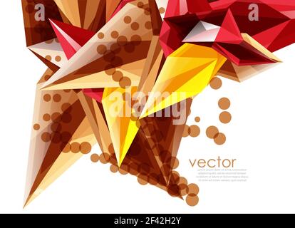 Color glass crystals on white background, geometric abstract composition with glass gemstones and copyspace, background template. Vector color glass crystals on white background, geometric abstract composition with glass gemstones and copyspace, background template Stock Vector